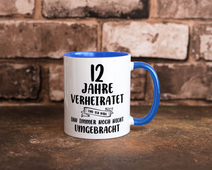 12 Jahre Verheiratet, immer noch am Leben! Geschenkidee Humor Tasse