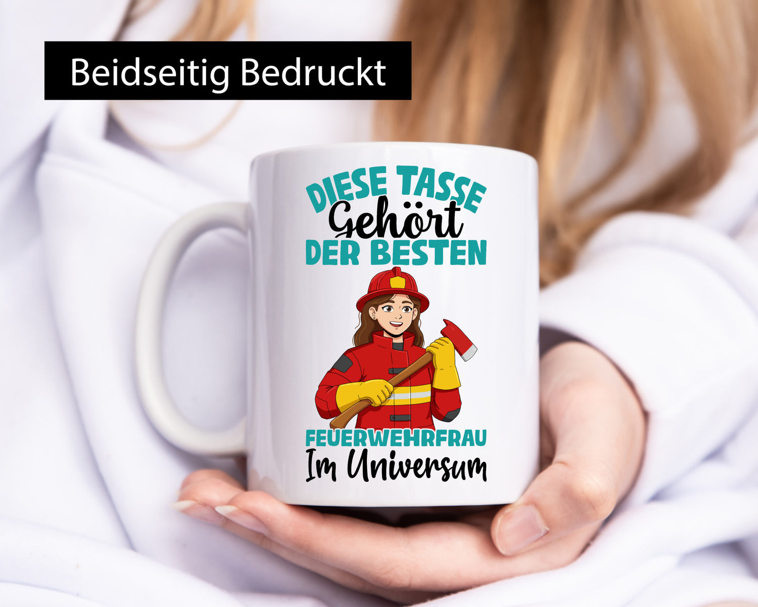 Im Universum: Feuerwehrfrau | Feuerwehr lustig Humor Geschenkidee Geschenk Tasse