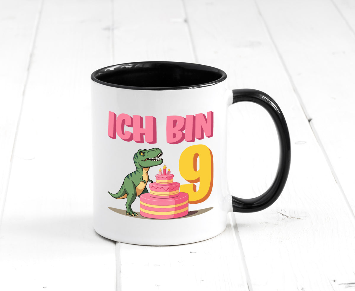 9 Geburtstag | Jahre Dinosaurier mit Kuchen Geschenk Geschenkidee lustiger Tasse