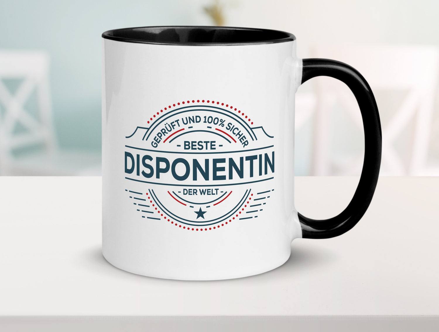 Geprüft und sicher: Disponentin | Zuteilerin Geschenkidee Humor Tasse