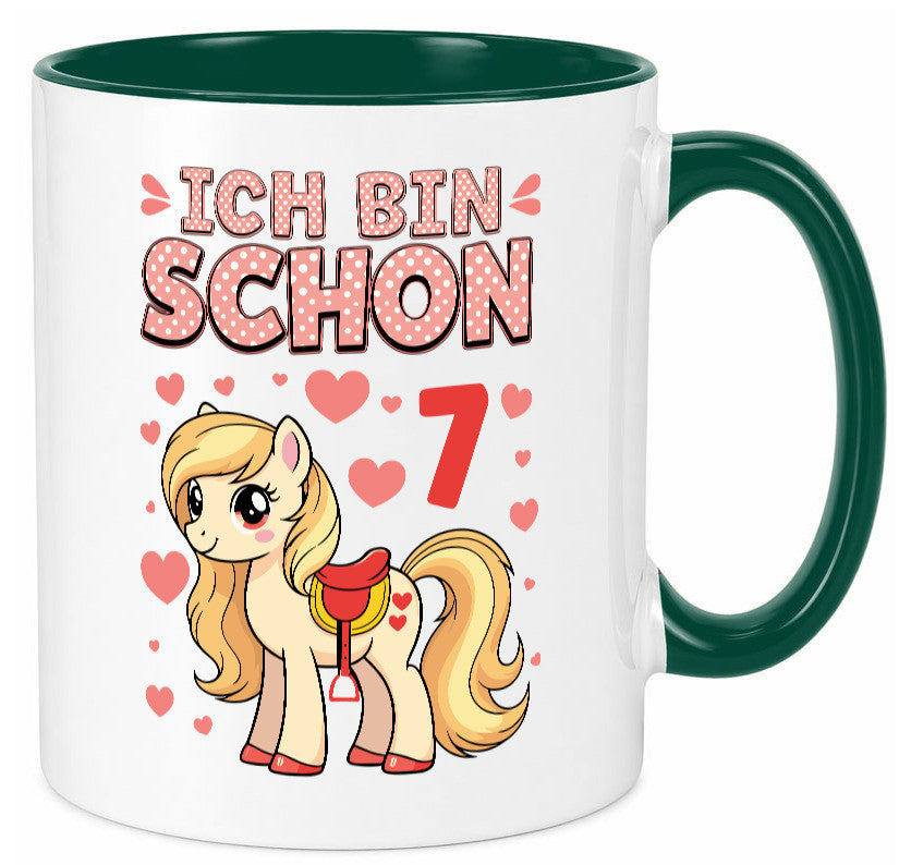 7. Geburtstag | 7 Jahre Mädchen Reiten Pony lustiger Spruch Geschenk Tasse