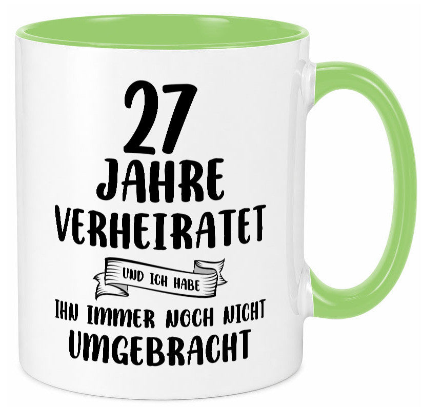 27 Jahre Verheiratet, immer noch am Leben! Geschenkidee Humor Tasse