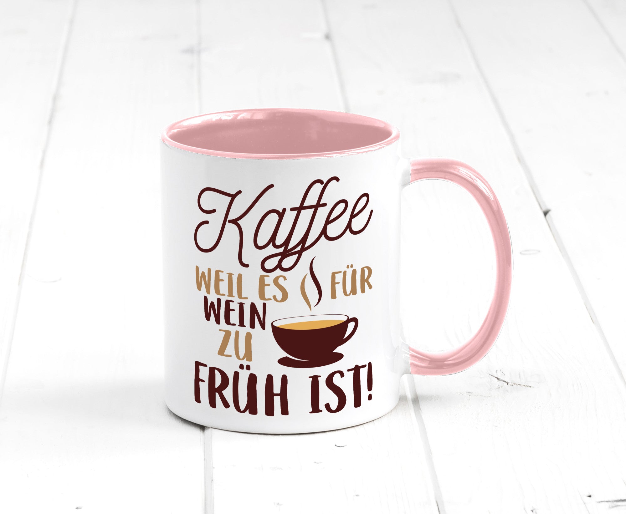 Weil es für Wein zu früh ist | Kaffeetrinker Herzschlag Humor Geschenkidee Tasse