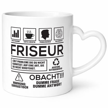 Achtung Probleme Friseur | Frisör lustig Humor Geschenkidee Geschenk Tasse