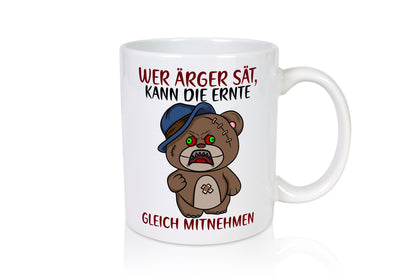 Wer Ärger sät | wütender Bär Comic frecher Spruch Humor Geschenkidee Tasse