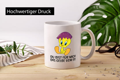 Das Gelbe vom Ei | süßes Küken Eierschale am Kopf Comic lustiger Spruch