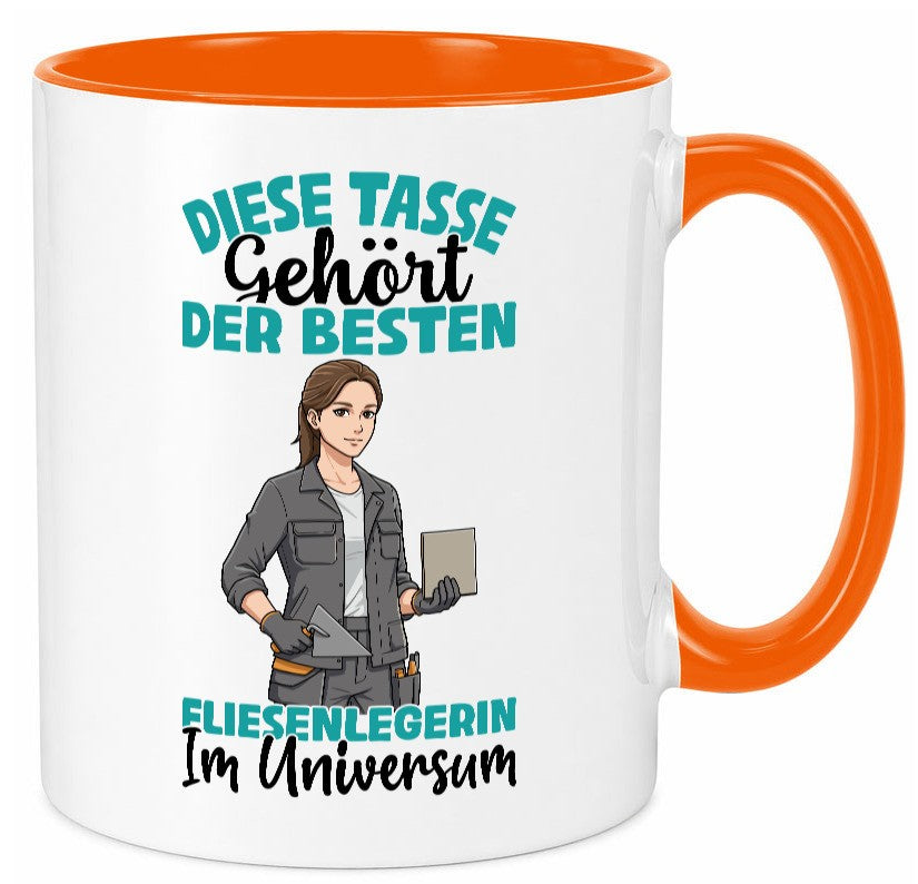 Im Universum: Fliesenlegerin | Fliesenlegen Bau Geschenkidee Humor Tasse