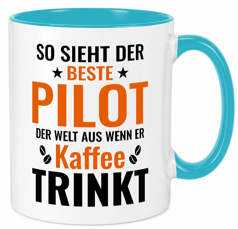 Kaffee trinkt: Pilot | Flugzeug Piloten lustiger Spruch Geschenk Humor
