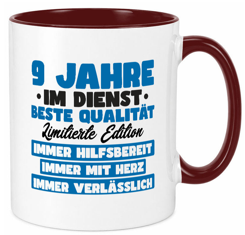 9 Jahre im Dienst | Jubiläum Arbeit v7 lustig Kollegen Büro Geschenk Tasse