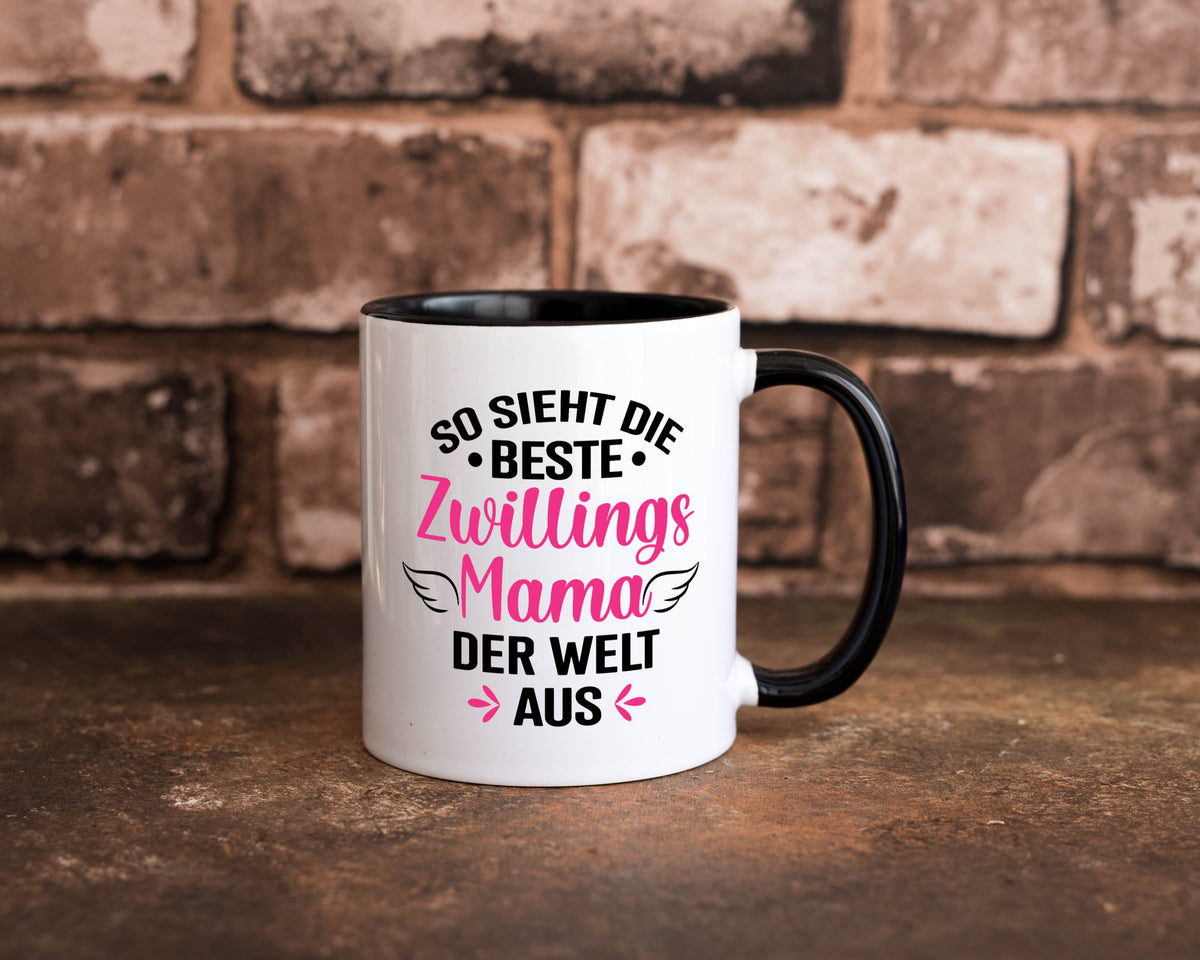 So sieht die Beste Zwillingsmama der Welt aus | Mama lustiger Spruch Geschenk Tasse