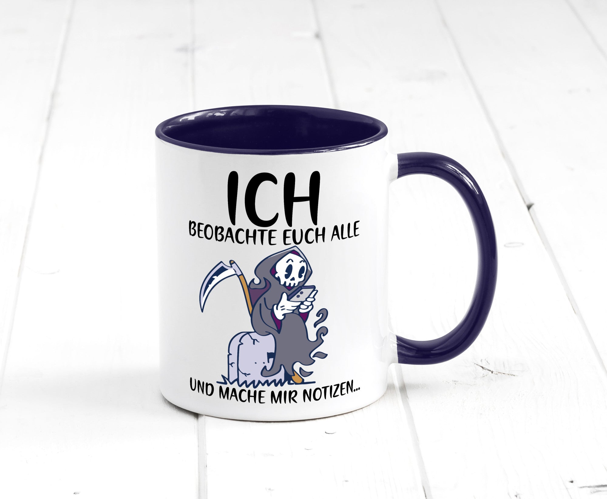 Ich beobachte euch | Sensenmann Sense Skelett Humor Geschenkidee Tasse