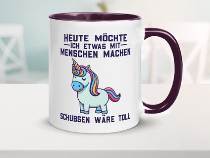 Heute möchte ich Menschen schubsen | Einhorn v2 Geschenk Humor Geschenkidee