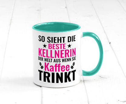 Kaffee trinkt: Kellnerin | Beruf kellnern Bedienung Humor Arbeit Kollegen Büro