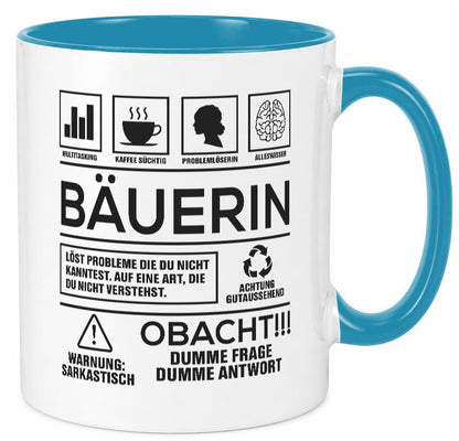 Achtung Probleme Bäuerin | Bauernhof Landwirtschaft Geschenk Humor Geschenkidee Tasse