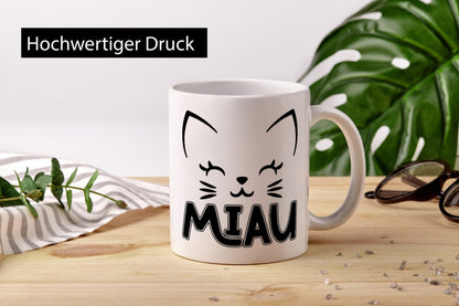 Miau | Katze Katzenliebhaber Cat Geschenkidee Tierliebhaber Humor Tasse