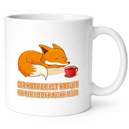 Kaffee kaputt | Morgenmuffel Tasse Fuchs müde lustig Humor Geschenkidee Geschenk