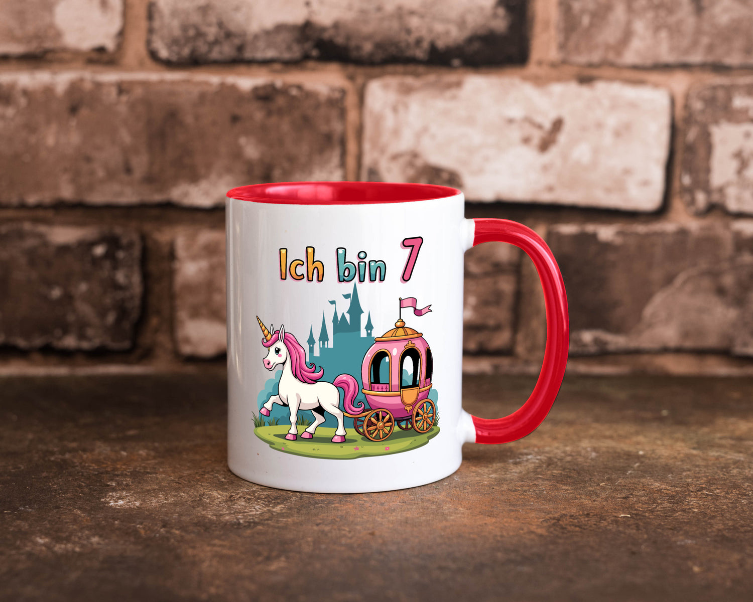 7. Geburtstag | Prinzessin in Kutsche Einhorn lustiger Spruch Geschenk