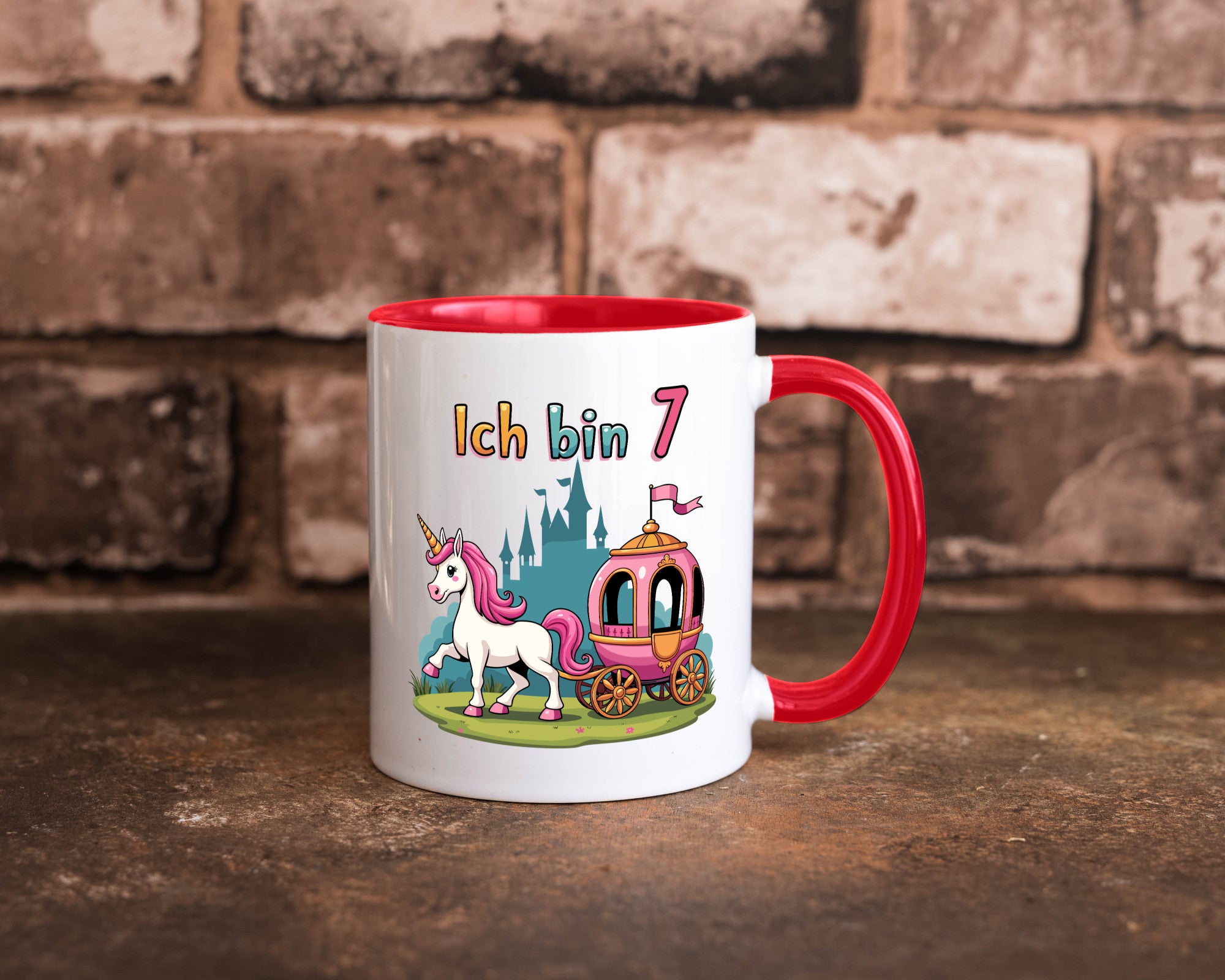 7. Geburtstag | Prinzessin in Kutsche Einhorn lustiger Spruch Geschenk