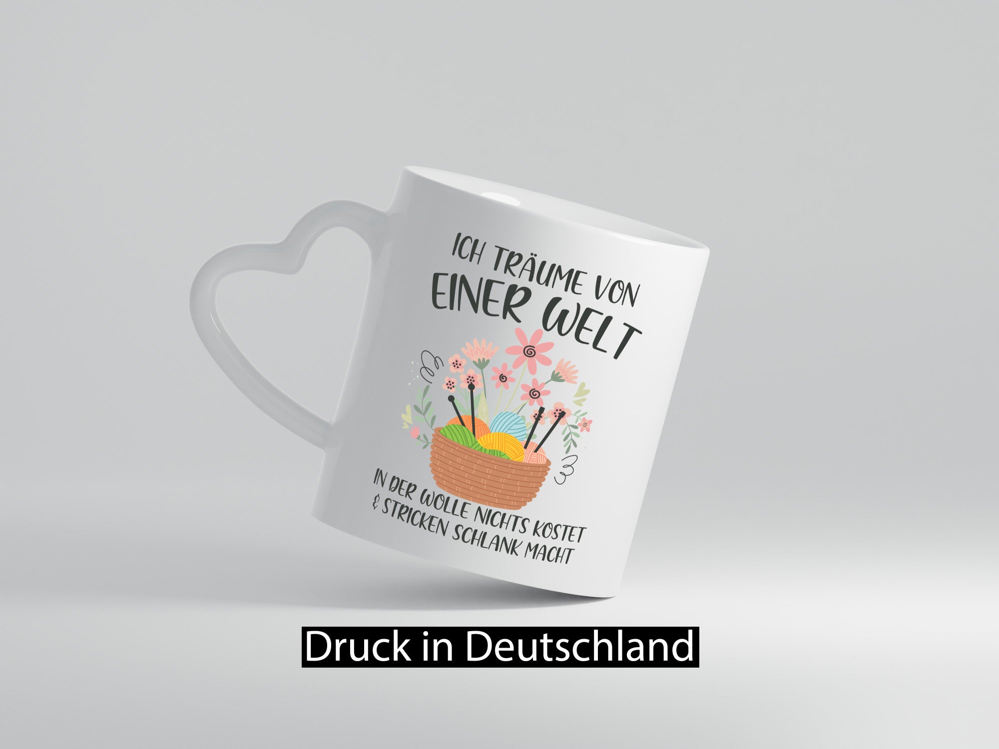 Träume von Wolle die nichts kostet | Korb Strick Blumen lustiger Spruch