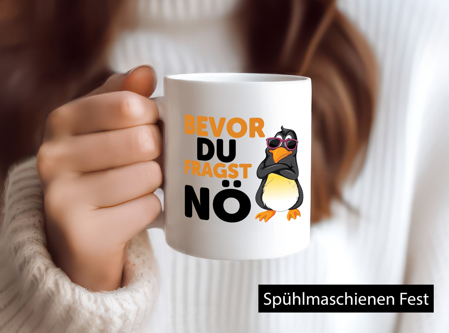 Bevor du Fragst nö | Pinguin Sturkopf Humor Geschenkidee Tasse