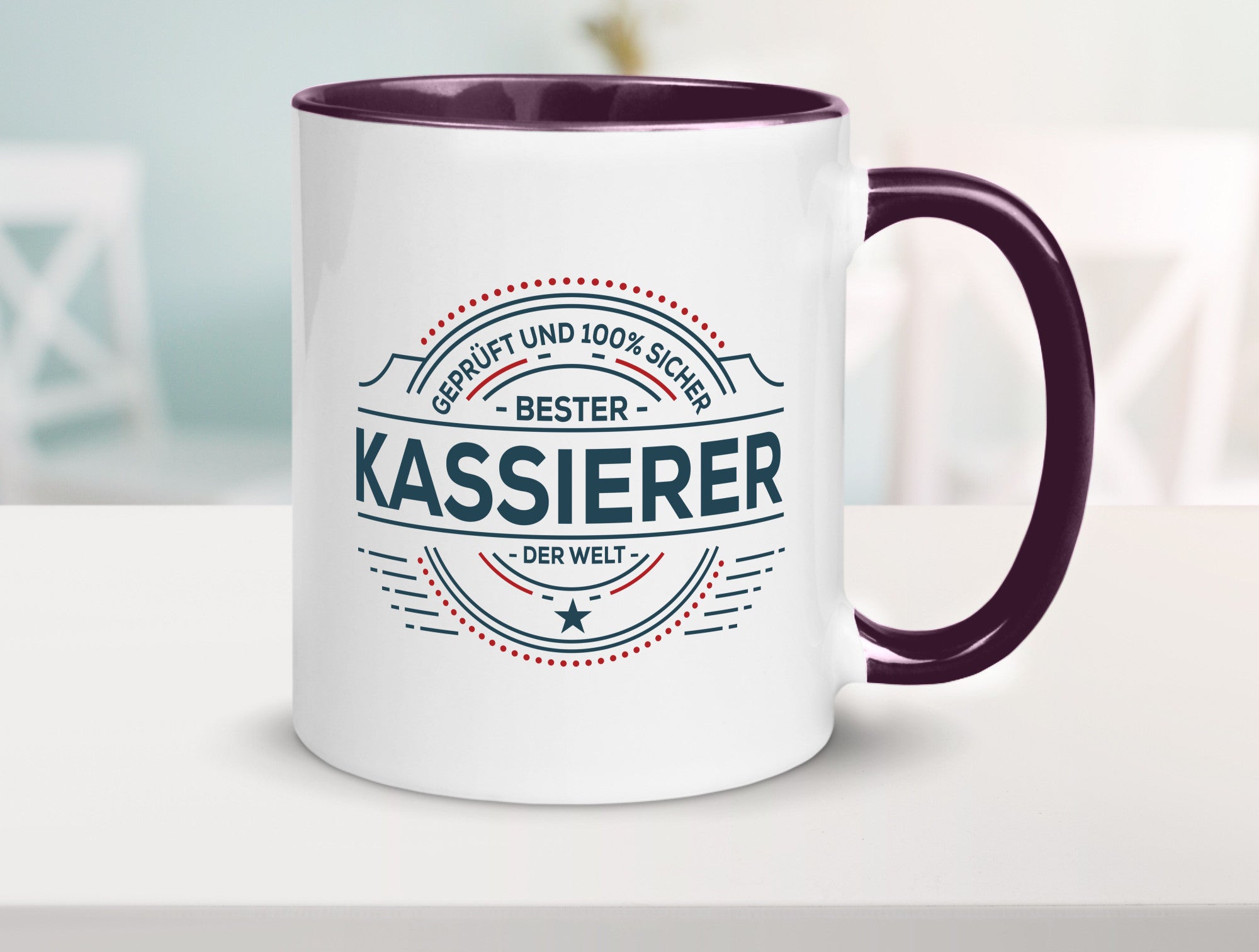 Geprüft und sicher: Kassierer lustig Humor Geschenkidee Geschenk Tasse