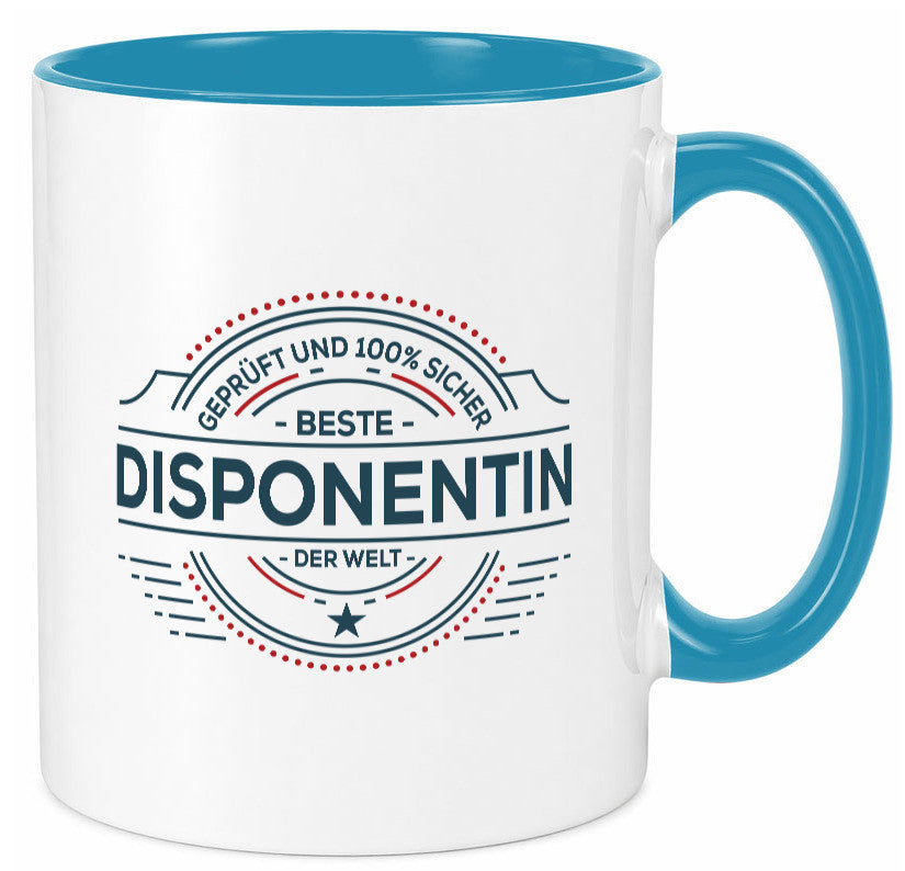 Geprüft und sicher: Disponentin | Zuteilerin Geschenkidee Humor Tasse