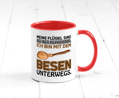 Flügel Reperatur lustig Humor Geschenkidee Geschenk Tasse