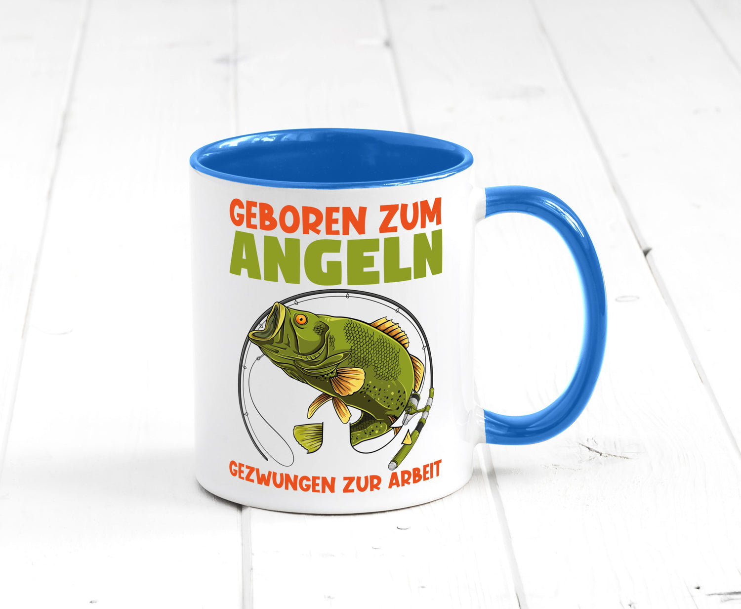 Geboren zum Angeln | Angler Tasse Fischer Spruch Humor Geschenkidee