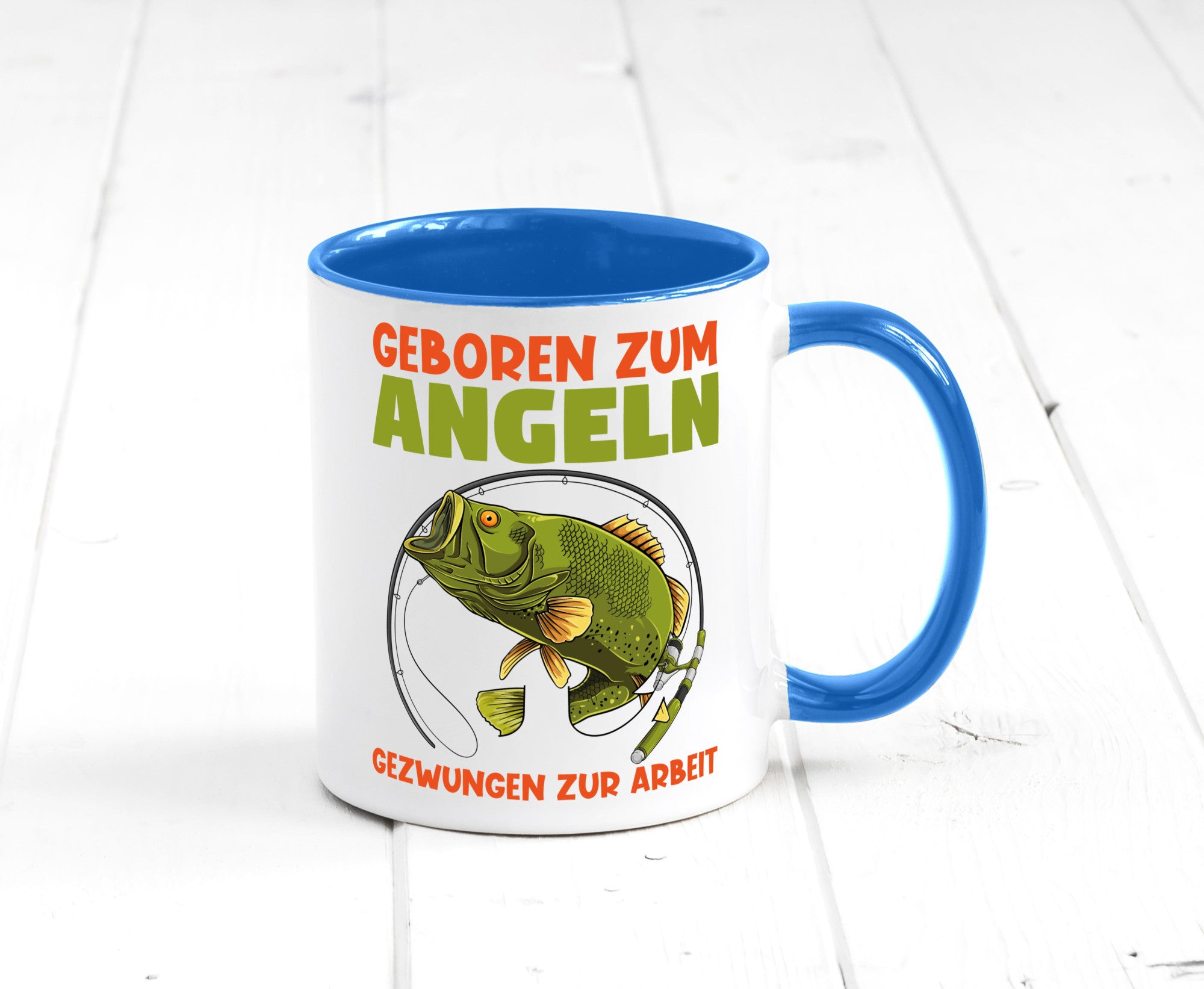 Geboren zum Angeln | Angler Tasse Fischer Spruch Humor Geschenkidee