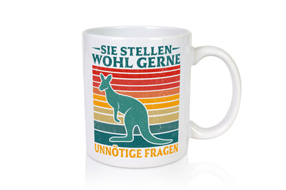 Unnötige Fragen stellen | Känguru Geschenkidee Humor Tasse