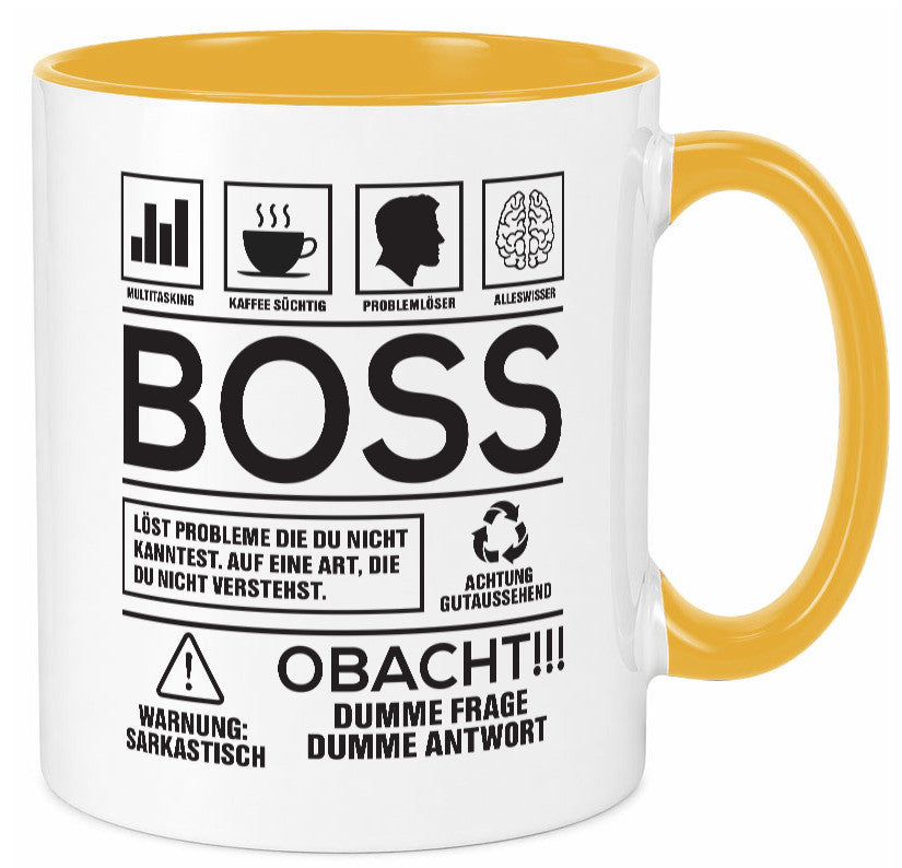 Achtung Probleme Boss | Führungskraft Vorgesetzter lustig Humor Geschenkidee Tasse