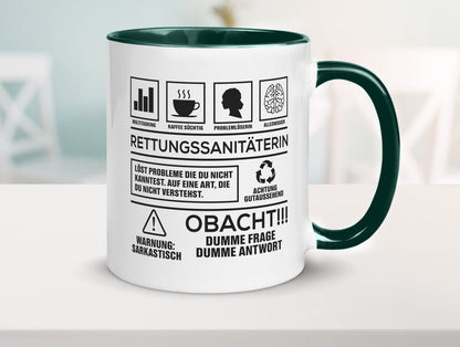 Achtung Probleme Rettungssanitäterin | Sanitäter Geschenkidee Humor Tasse