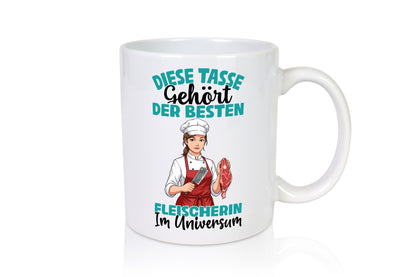 Im Universum: Fleischerin | Schlachterei lustiger Spruch Geschenk Humor
