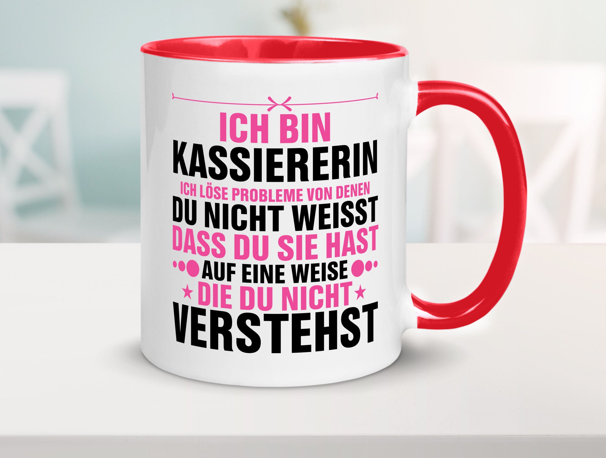 Löse Probleme: Kassiererin v2 lustiger Spruch Geschenk Humor Geschenkidee Tasse