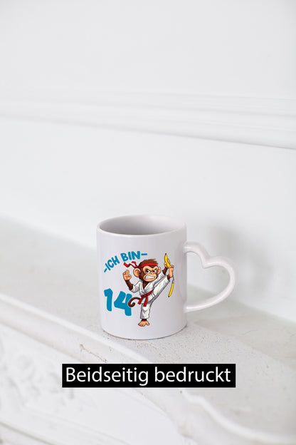 Ich bin 14 | 14. Geburtstag Karate Kampfsport Affe Humor Geschenkidee Tasse