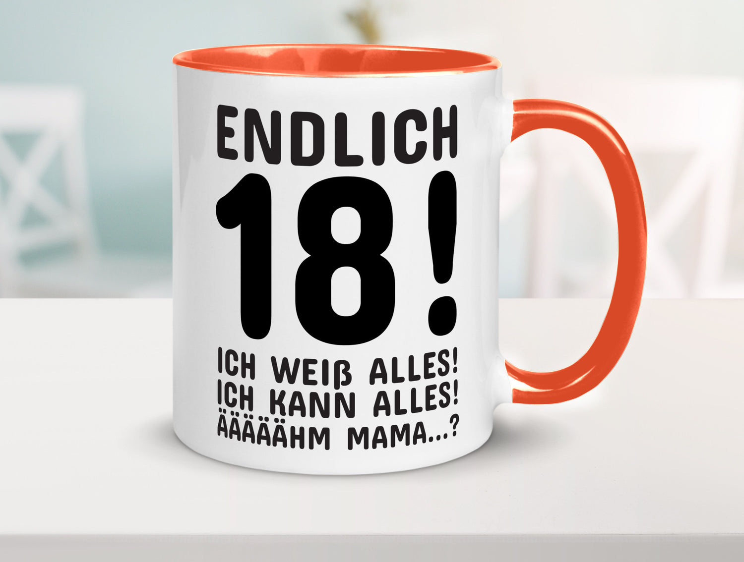 Endlich 18 | Geburtstag Tasse volljährig Erwachsen lustig Geschenkidee Geschenk