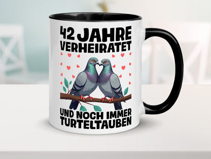 42 Jahre verheiratet | Turteltauben Ehe Ehepaar lustig Humor Geschenkidee Tasse