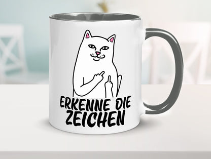 Erkenne die Zeichen | Katze Schatten Mittelfinger Geschenk Tierliebhaber Humor