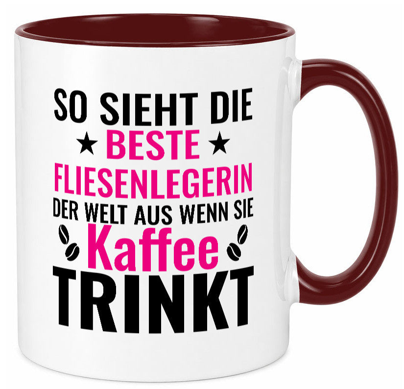 Kaffee trinkt: Fliesenlegerin | Fliesenlegen Bau Humor Geschenkidee Tasse