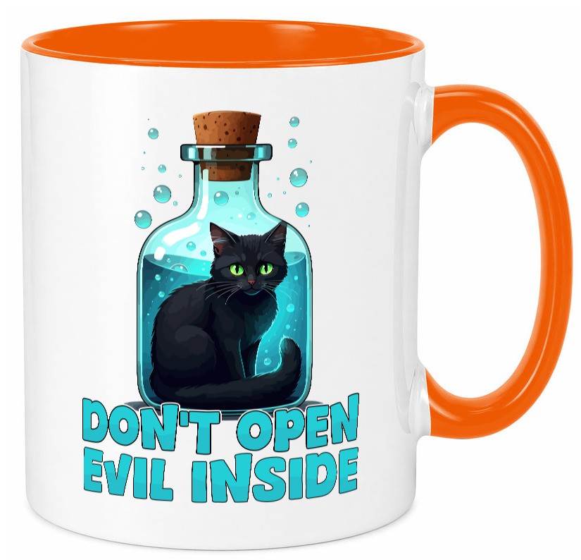 Dont open Evil inside | Böse Katze Schwarze Geschenkidee Tierliebhaber Humor Tasse