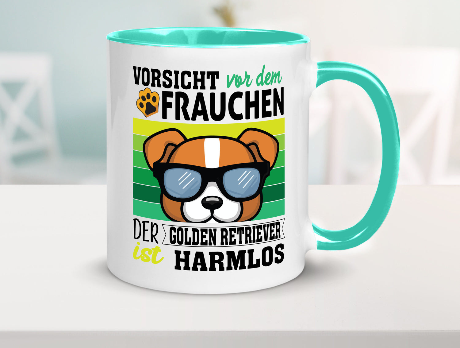 Vorsicht vor dem Frauchen Golden Retriever ist Harmlos lustiger Spruch Geschenk