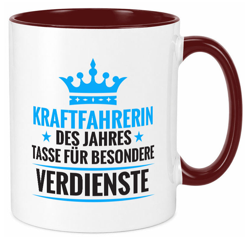 Besonderer Verdienst: Kraftfahrerin | Lastwagen LKW Humor Geschenkidee Tasse