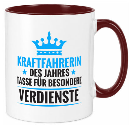 Besonderer Verdienst: Kraftfahrerin | Lastwagen LKW Humor Geschenkidee Tasse