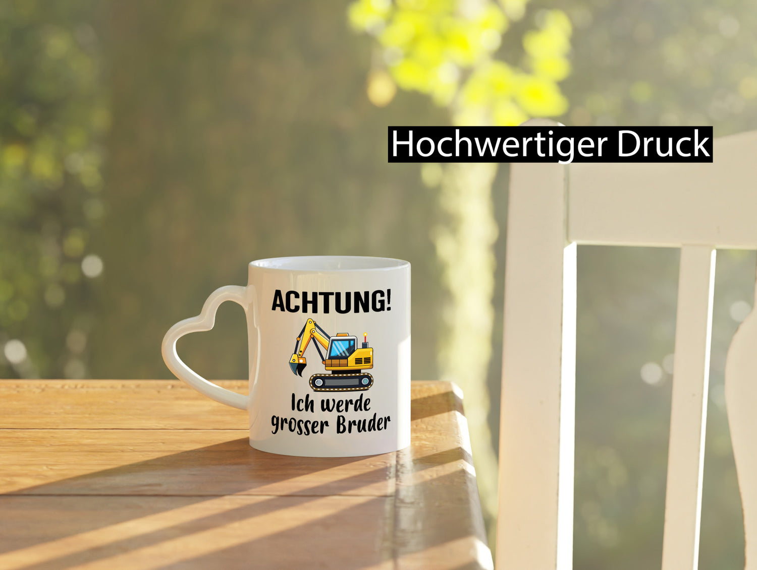Achtung ich werde Großer Bruder | Bagger Geschwister Geschenkidee Humor Tasse