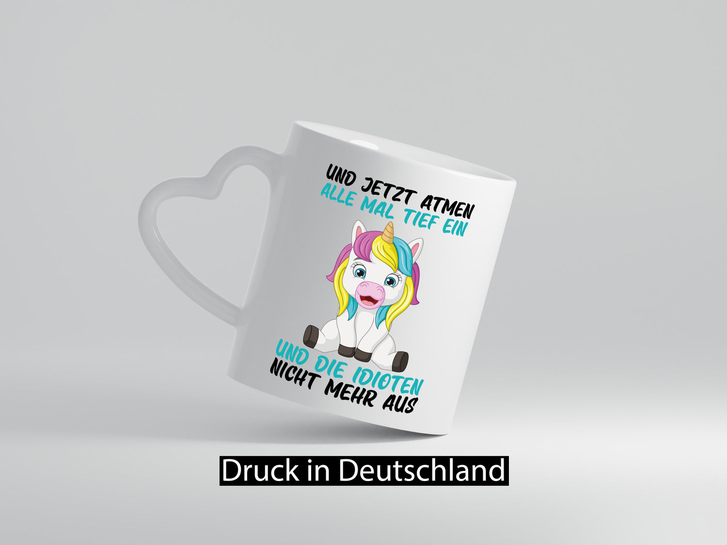Alle tief einatmen | Idioten Einhorn lustiger Spruch Geschenkidee Humor Tasse