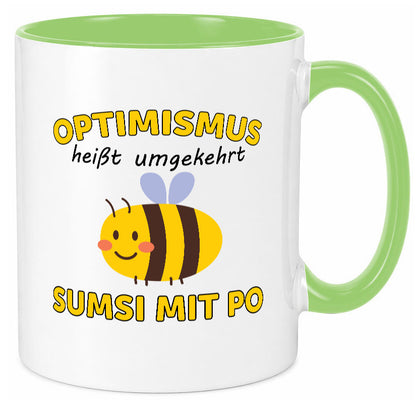 Optimismus umgekehrt Sumsi mit Po | Biene Zuversicht Geschenk Humor Tasse