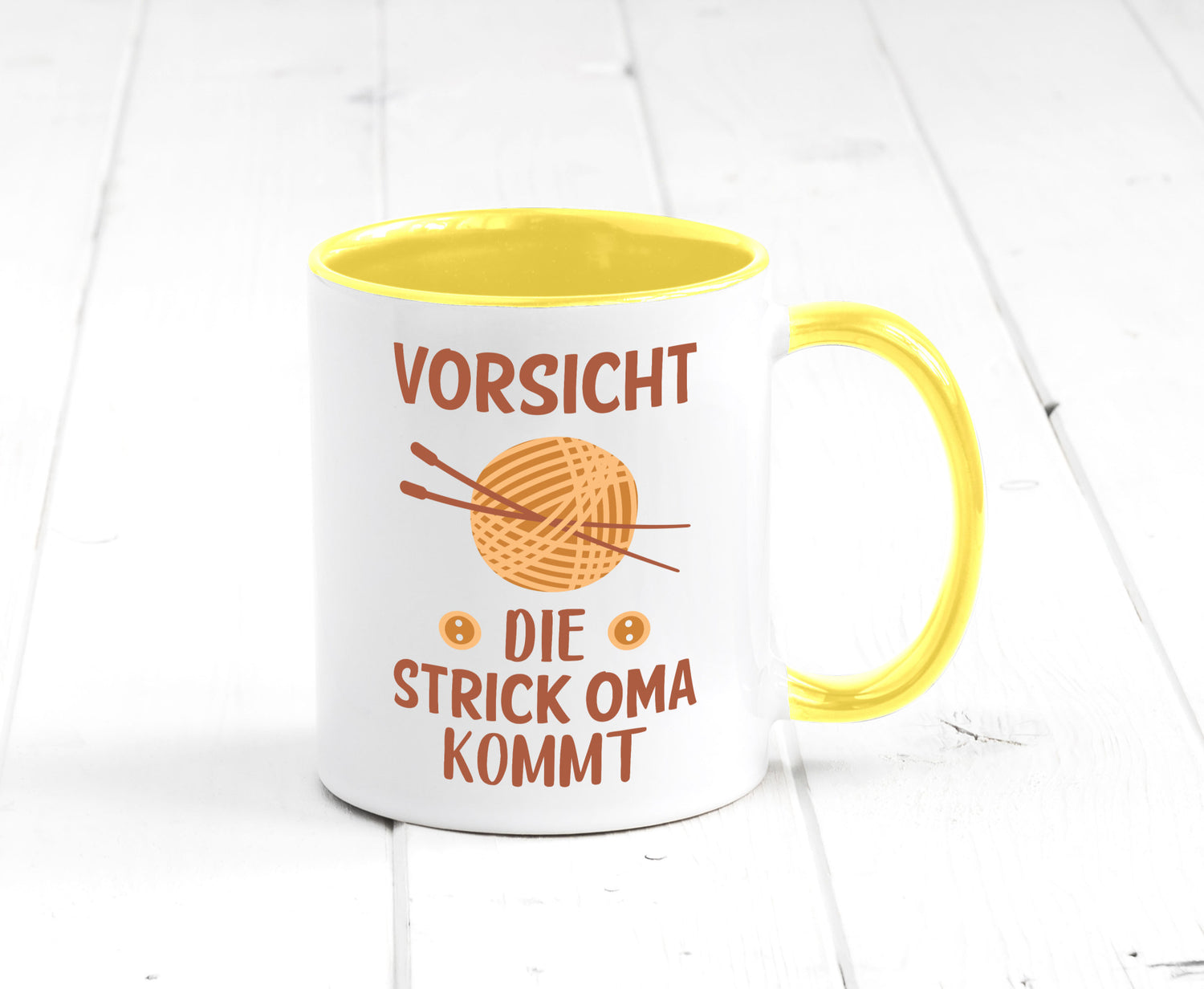 Vorsicht, Strickoma kommt | Wolle Stricknadeln Humor Familie Geschenkidee Tasse