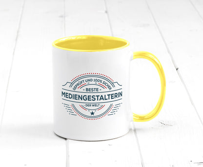 Geprüft und sicher: Mediengestalterin | Medien lustiger Spruch Geschenk Humor