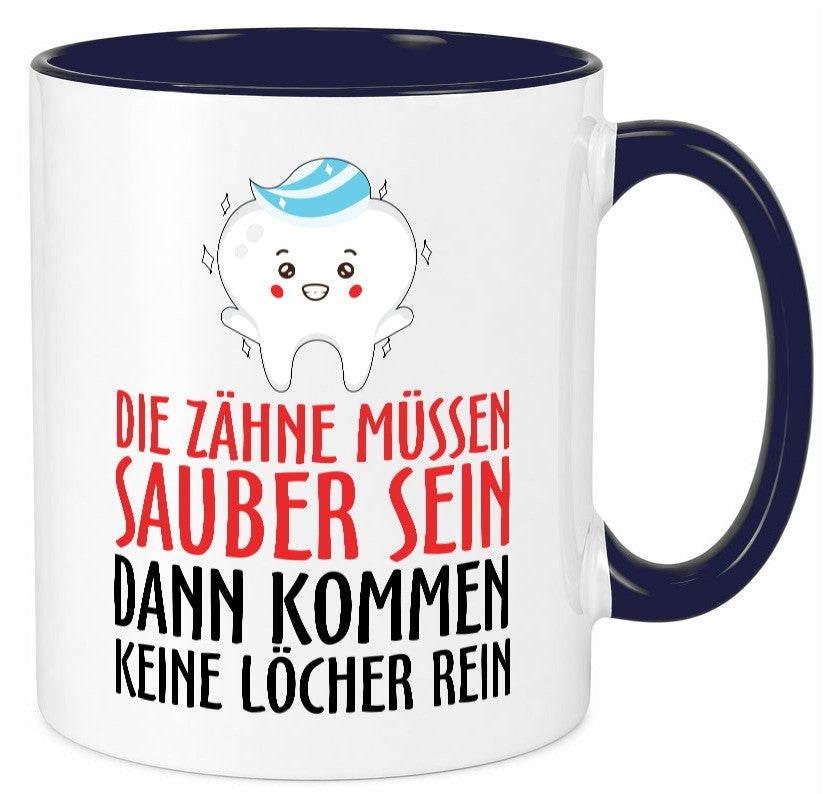 Sauber Zähne lustiger Spruch Geschenk Humor Geschenkidee Tasse