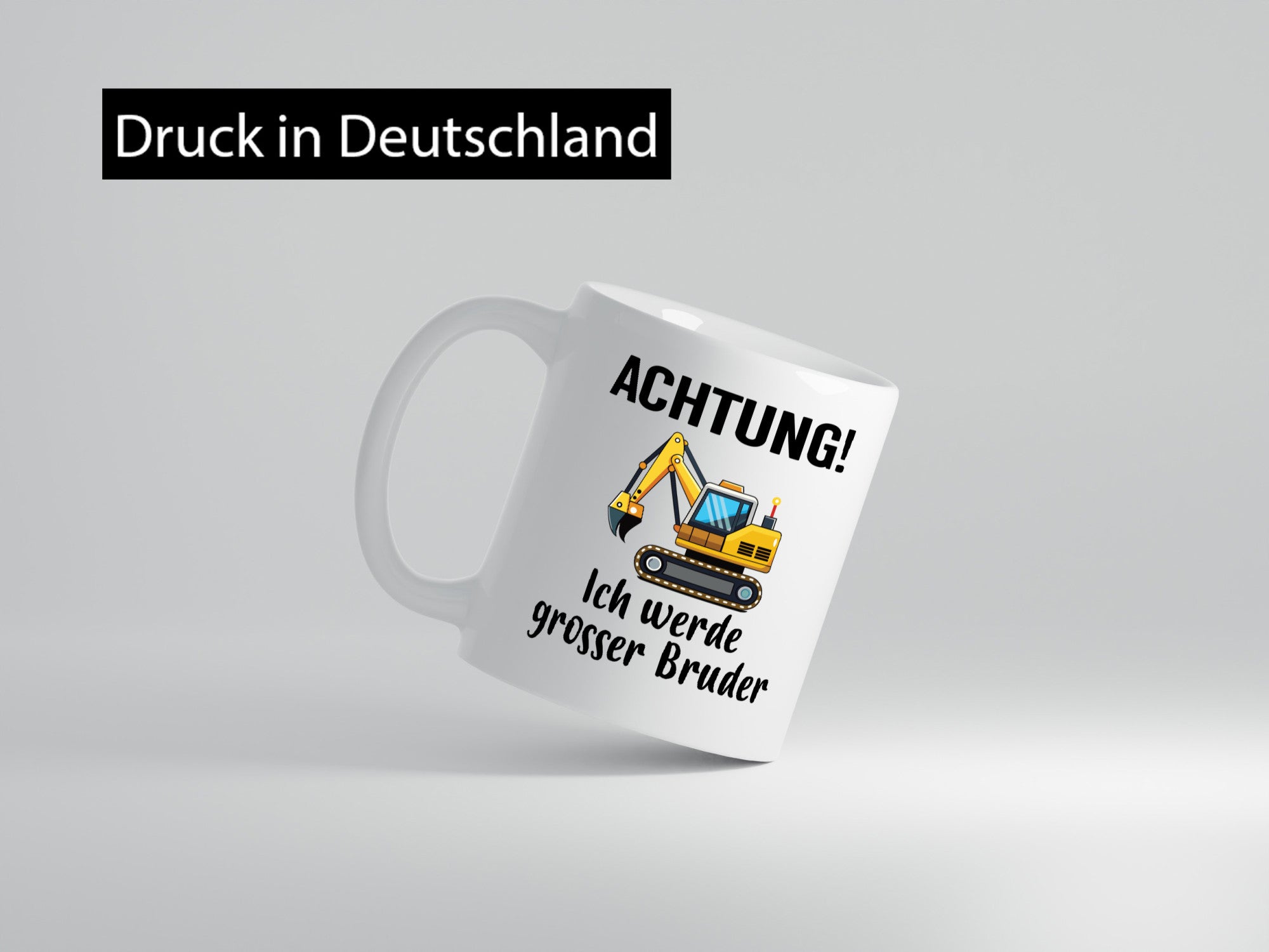 Achtung ich werde Großer Bruder | Bagger Geschwister Geschenkidee Humor Tasse